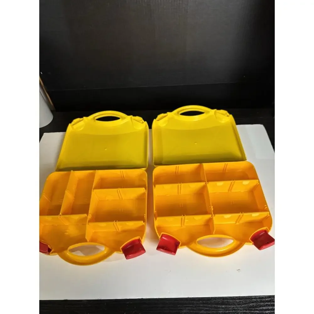 LEGO Set of 2 Storage Carrying Cases Yellow & Orange Adjustable Dividers VG Cond